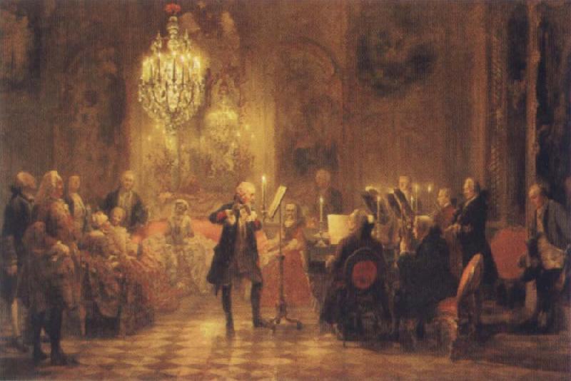 Adolf Friedrich Erdmann Menzel The Flute Concert of Frederick II at Sanssouci